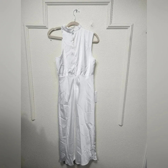 Lulus Distinctive Charm White Satin Asymmetrical Midi Dress Party Bridal Prom - Picture 9 of 9